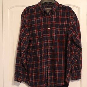 Saddlebred Flannel button down Size XL 100% Cotton Red/Blue Plaid